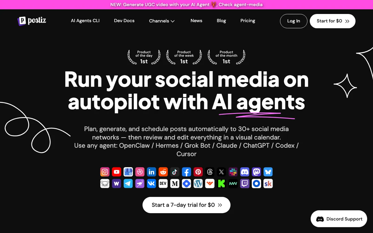 Postiz (self-hosted), screenshot (September 2026)