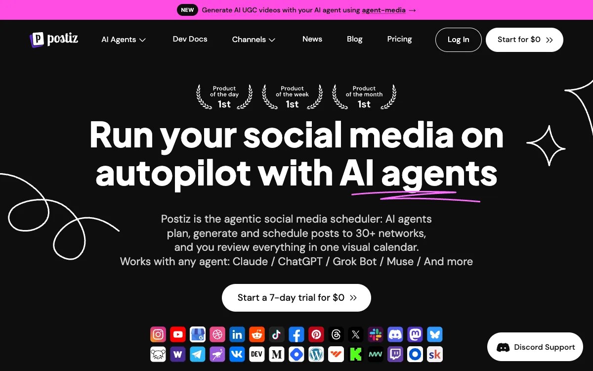 Postiz website, September 2026